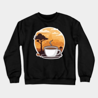 hot coffee cup with orange landscape Crewneck Sweatshirt